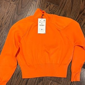Zara orange cropped sweater